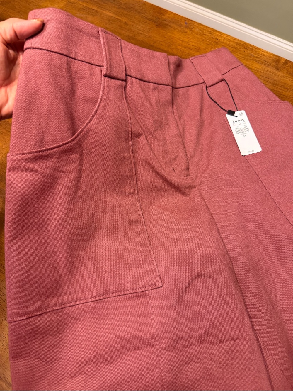 NWT Express Wide-Leg Cargo Chinos in Dusty Rose Size 6R MSRP $88 - Picture 9 of 10
